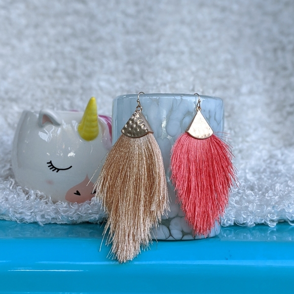 BOGO New BOHO Tassel Fringe Hammered Drop Earrings - Picture 2 of 5